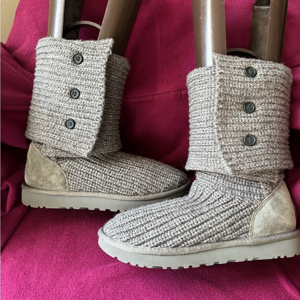 UGG Cardy Gray Classic Tall Knit Sweater Boots - Picture 2 of 7